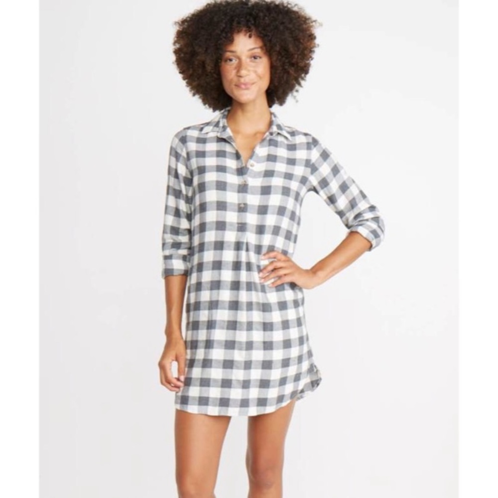 Marine layer flannel plaid Effie popover dress szS